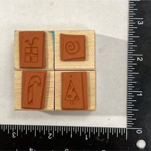 HTF 2005 Hero Arts Quatros Christmas Confetti Rubber Stamps Set Of 4 MINI LL058 - Picture 3 of 3